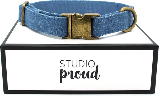 Studio Proud - Halsband - denim - bronskleurige accenten - te combineren met bijpassende riem