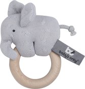 Baby's Only Houten baby rammelaar olifant gebreid - Zilvergrijs - Baby cadeau