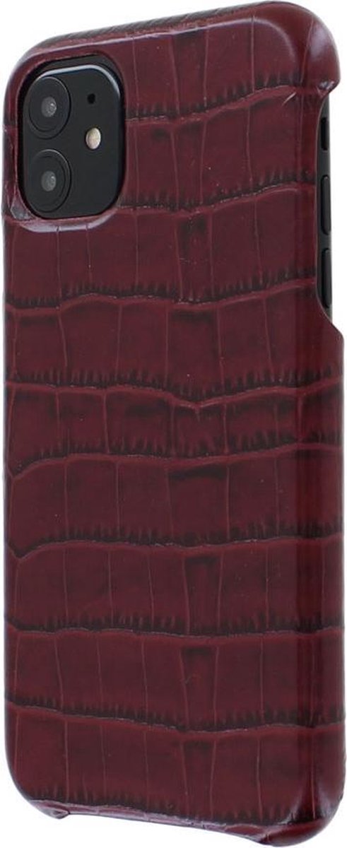 iPhone 11 Backcase hoesje - Graffi - Croco Bordeaux (Croco) - Leer