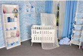 Ledikant - AGASHI - TINY MOM SIDE - WIT - Babybed - 50 x 90 - met schommelfunctie - Wieg - Baby Bed - 2 in 1 - Wieltjes - Kliksysteem - Geen gereedschap nodig - incl. HEMELTJE - MA