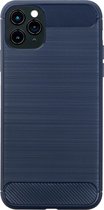 BMAX Carbon soft case hoesje geschikt voor Apple iPhone 11 Pro Max / Soft cover / Telefoonhoesje / Beschermhoesje / Telefoonbescherming - Blauw