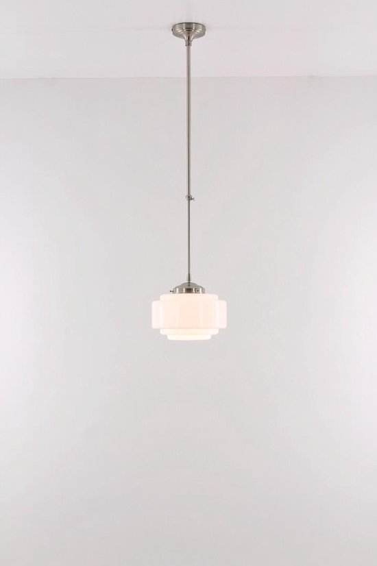 ArtDeco hanglamp opaalglas ⌀ 30 - schoollamp jaren 20 jaren 30 | bol.com