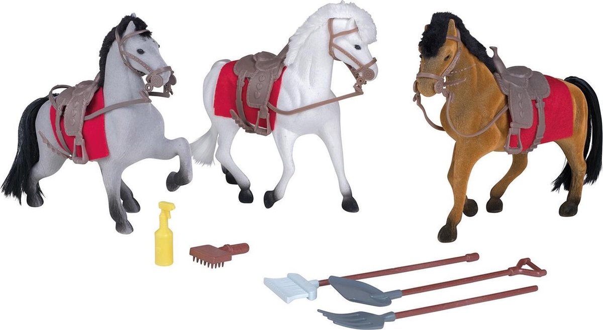 Speelgoed set drie paarden met stal en accessoires - Paard speelset -  speelgoed voor... | bol.com