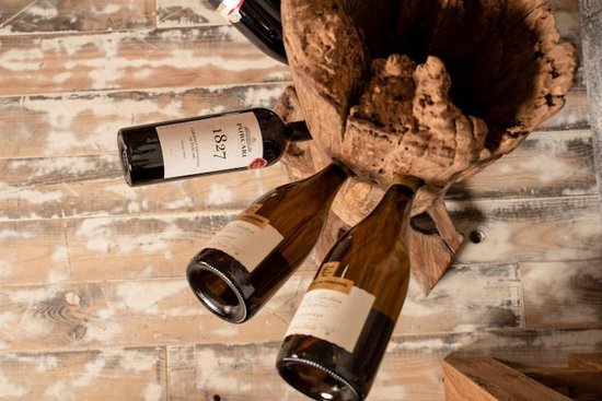 Stoere robuuste wijnrek uit boomstam 'Troy' Lumbuck - Landelijk, rustiek  en... | bol.com