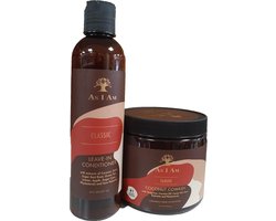 As I Am Leave-in Conditioner 8 Oz and Coconut Cowash Cleansing Conditioner 16 Ounce (Twin Pack)