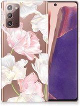 GSM Hoesje Samsung Note 20 Back Case TPU Siliconen Hoesje Doorzichtig Mooie Bloemen