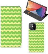 Book Case iPhone 12 Pro Max Telefoonhoesje Waves Green