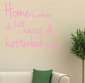 muursticker Home is where de kat - roze - 50x45cm