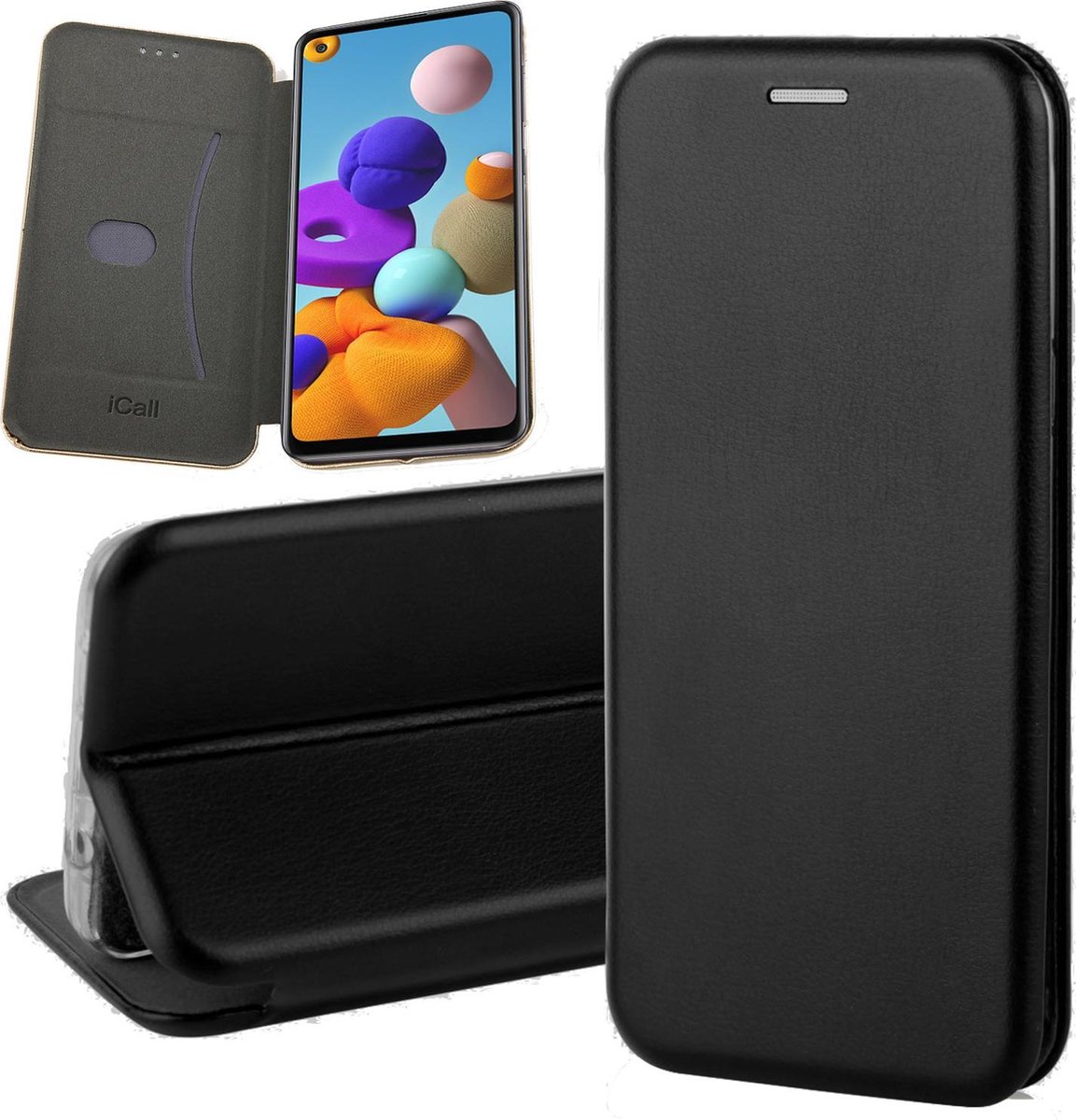 Hoesje geschikt voor Samsung Galaxy A21s - Book Case Kunstleer ThinShield Zwart