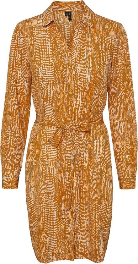 Vero moda soepele gele blouse jurk chiffon polyester kniehoogte Maat XL bol