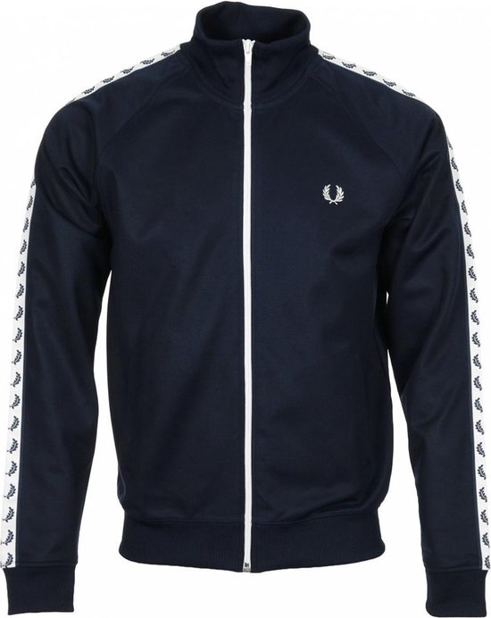 Fred Perry - Taped Track Jacket Donkerblauw - Heren - Maat S - Modern-fit