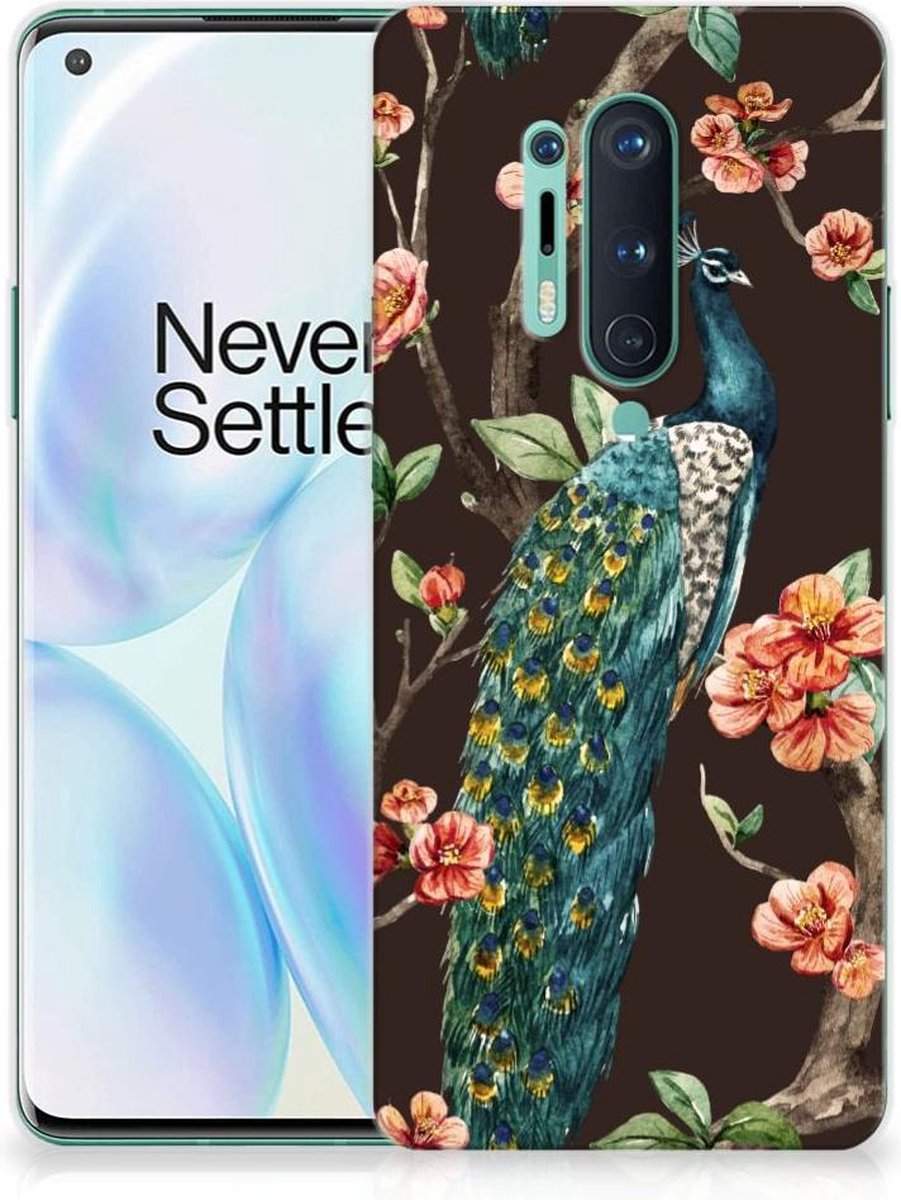 OnePlus 8 Pro TPU Hoesje Pauw met Bloemen