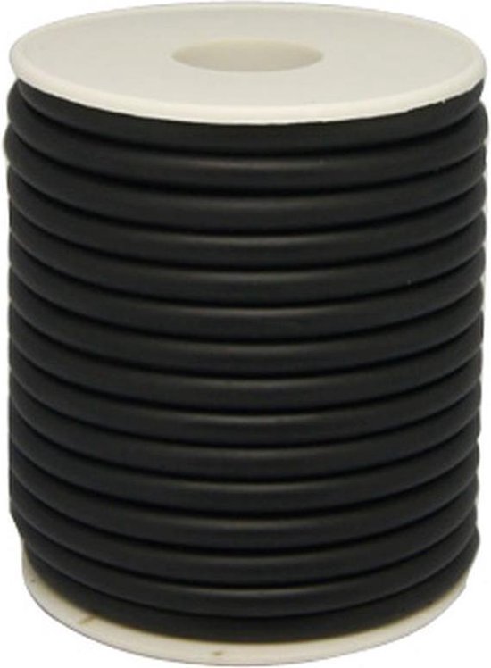 rubber koord op rol, rond, zwart, 5mm diameter, gat 3mm, 9m/rol | bol.com