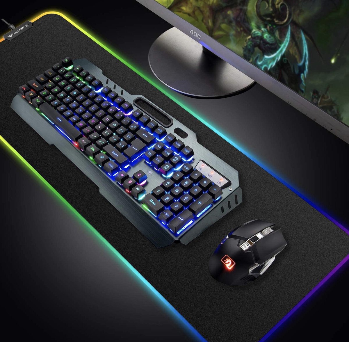 Lancoon Draadloos Toetsenbord En Muis Combo – 2,4G En Bluetooth, 80 Toetsen, RGB-verlichting, Oplaadbaar, 3 DPI-standen – Voor Gaming En Kantoor