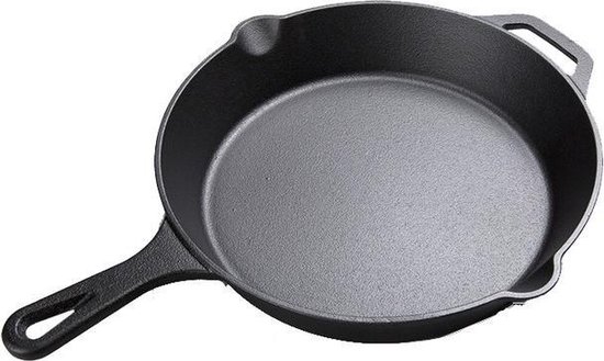 Koock Amsterdam® Skillet gietijzer - 30 cm - koekenpan - PFAS vrij - geschikt voor alle warmtebronnen incl. BBQ en inductie