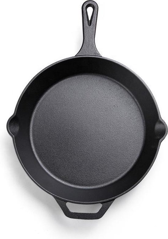 Koock Amsterdam® Skillet gietijzer - 30 cm - koekenpan - PFAS vrij - geschikt voor alle warmtebronnen incl. BBQ en inductie