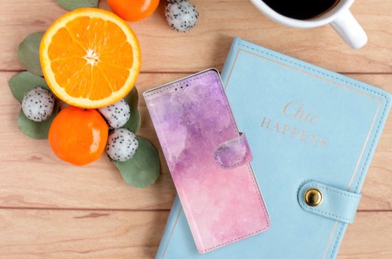 Coque Téléphone Sony Xperia 10 II Housse en Cuir Etui de Protection pour Peinture Rose Pourpre