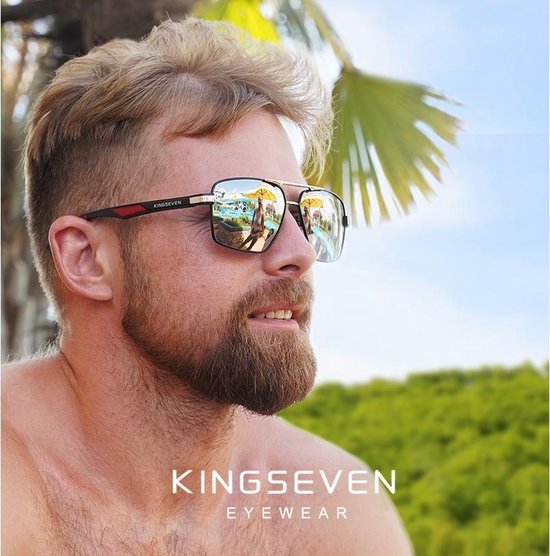 Kingseven Offroad - Stoere Mannen Zonnebril met UV400 en polarisatie filter - Goud Grijs montuur van Kingseven — afbeelding 5