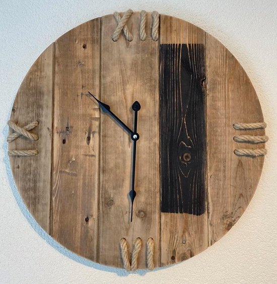 Wandklok - 50 cm - handgemaakt - handmade - romeinse cijfers - hout - stil  uurwerk -... | bol.com
