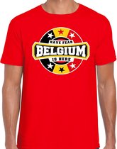 Have fear Belgium is here t-shirt met Belgische vlag - rood - heren - Belgie supporter / Belgisch elftal fan shirt / EK / WK / kleding XL