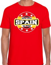 Have fear Spain is here t-shirt met sterren embleem in de kleuren van de Spaanse vlag - rood - heren - Spanje supporter / Spaans elftal fan shirt / EK / WK / kleding XL