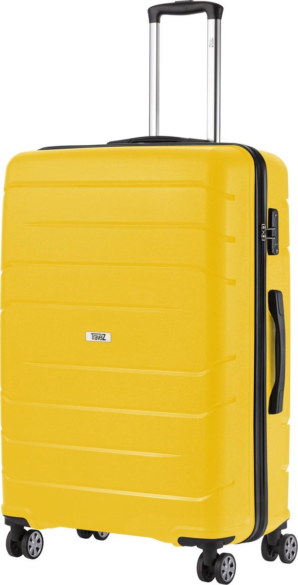TravelZ Big Bars Reiskoffer - 78cm Koffer met TSA-slot - Dubbele wielen - Geel