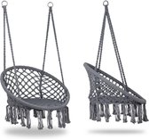 Hangstoel knoet- hangstoelen van geknoopt touw - grijs-  Inclusief bevestigingsset voor buiten