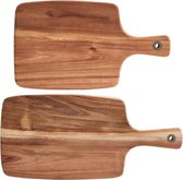 2x Rechthoekige acacia houten snijplanken met handvat 32/42 cm - Zeller - Keukenbenodigdheden - Kookbenodigdheden - Snijplanken/serveerplanken - Houten serveerborden - Snijplanken van hout