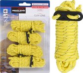 4x cordes / cordes de hauban jaunes - Avec tendeurs de trous - lueur dans le noir - 4 mm x 4 mètres - Corde de hauban de tente - Fournitures de jardin / camping