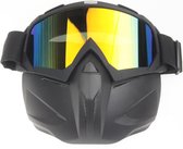 Pothelm Masker voor Motor-Fiets-Scooter - Goggle Maks & - Airsoft Masker Motormasker - Ski Bril Snowboard Masker Scooter Masker - Airsoft Bril - Goud Reflectie Lens