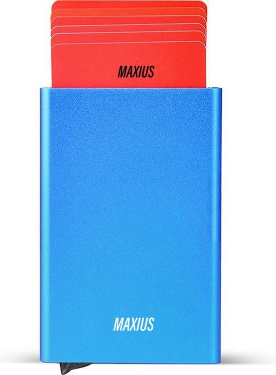 Maxius - Pasjeshouder tot en met 8 pasjes - ANTI Skim - Aluminium creditcardhouder - 100% RFID -  Blauw