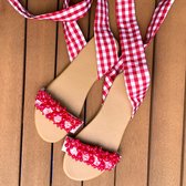 Rood sandalen met kraaltjes