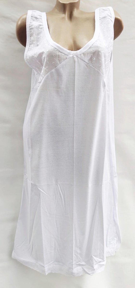 Dames katoenen nachthemd mouwloos XXL 44-48 wit | bol.com