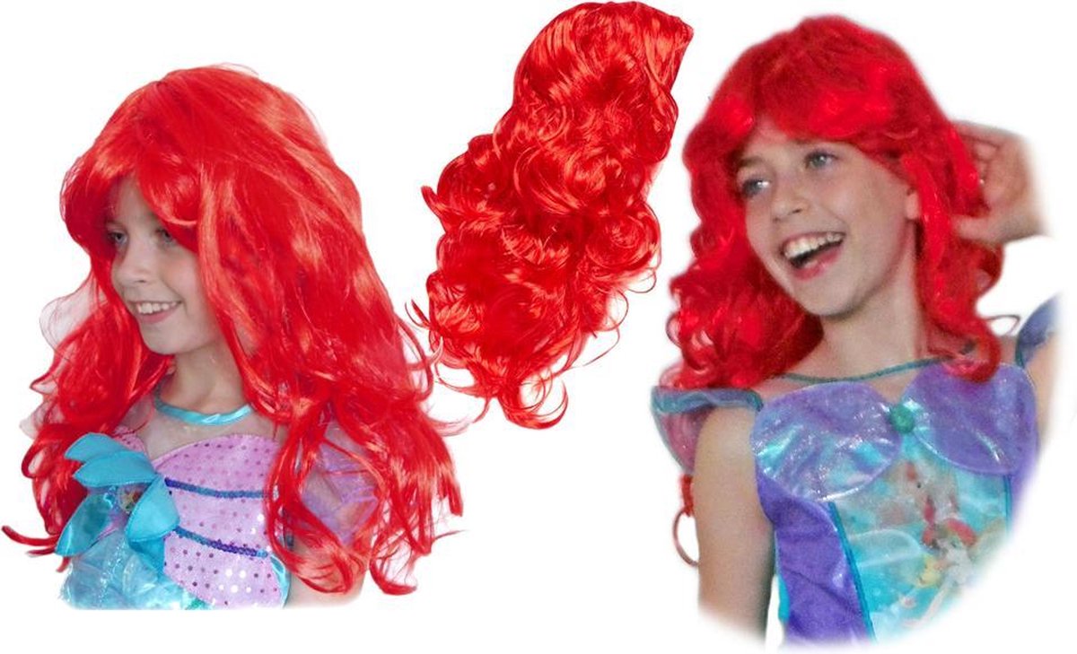 Ariel pruik de kleine zeemeermin rood kinder pruik prinsessenpruik - Sprookjesjurken