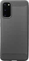 BMAX Carbon soft case hoesje geschikt voor Samsung Galaxy S20 / Soft Cover - Grijs