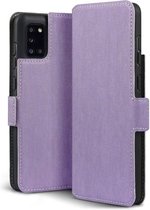 Samsung Galaxy A31 hoesje - MobyDefend slim-fit extra dunne bookcase - Paars - GSM Hoesje - Telefoonhoesje Geschikt Voor: Samsung Galaxy A31