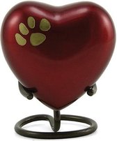 Crimson Odyssey Dieren Urn Hart Rood Crimson in koper met schroefdop en Dierenpoot - Asbeeld Dieren Urn Voor Uw Geliefde Dier - Kat - Hond - Paard - Konijn 50 ML