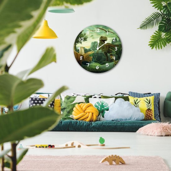 Relaxdays kinderklok aap, 29,5 cm, analoog, met cijfers, voor jongens & meisjes, wandklok kinderkamer, turquouise