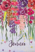 Jenna: Personalized Lined Journal - Colorful Floral Waterfall (Customized Name Gifts)