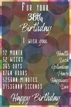 For your 38th Birthday I wish You: Lined Birthday Journal and Unique Greeting Card I Gift Alternative for Women and Men