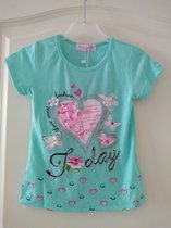 Meisjes T-shirt hart mintgroen 98/104
