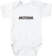 Rompertjes baby met tekst - Amsterdam - Romper wit - Maat 74/80