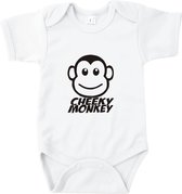 Rompertjes baby met tekst - Cheeky monkey - Romper wit - Maat 74/80