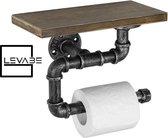 Levabe® Industriële Toiletrol houder met accessoires plank – 30 CM LANG - Wc-rol houder -  - Retro - Robuust -