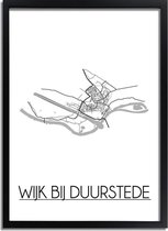 DesignClaud Wijk bij Duurstede Plattegrond poster A3 + Fotolijst wit