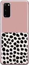 Samsung S20 hoesje siliconen - Stippen roze | Samsung Galaxy S20 case | grijs | TPU backcover transparant