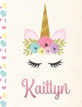 Kaitlyn: Personalized Unicorn Sketchbook For Girls With Pink Name - 8.5x11 110 Pages. Doodle, Sketch, Create!