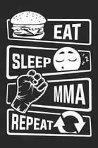 Eat Sleep MMA Repeat: Blank Dot Grid Notebook for People who like Humor Sarcasm