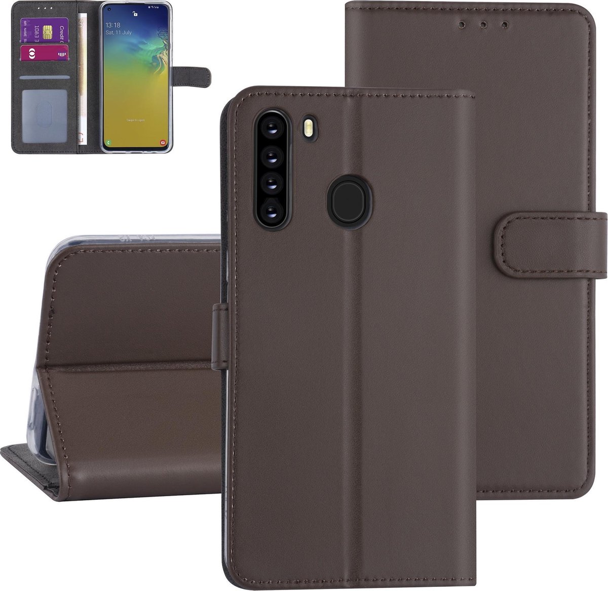 Samsung hoesje voor Galaxy A21 - Bruin - Book Case - Kaarthouder (A205F)