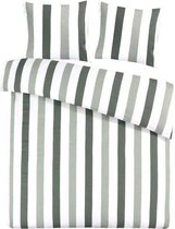 Zachte Katoen/Satijn Eenpersoons Dekbedovertrek Stripes Groen | 140x200/220 | Luxe En Comfortabel | Hoogwaardige Kwaliteit